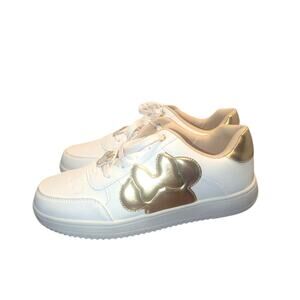 Disney Minnie Mouse Sneakers Women's Lace Shoes Character White/Gold Sz 10 NWT